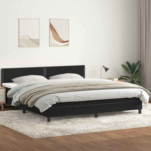 Κρεβάτι Boxspring με Στρώμα & LED Μαύρο 200x220 cm Βελούδινο - Pakobazaar