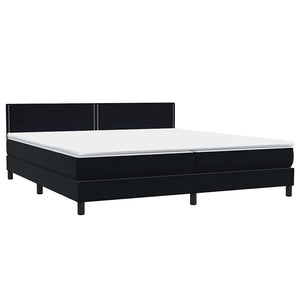 Κρεβάτι Boxspring με Στρώμα & LED Μαύρο 200x220 cm Βελούδινο - Pakobazaar