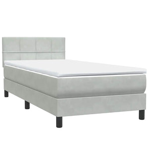 Κρεβάτι Boxspring με Στρώμα & LED Ανοιχτό Γκρι 80x210 εκ. Βελούδινο - Pakobazaar