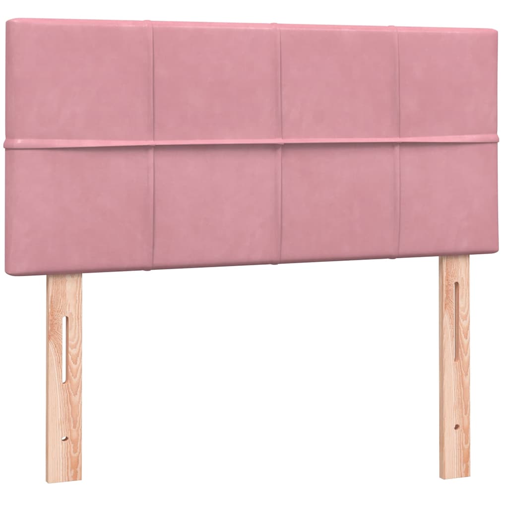 Κρεβάτι Boxspring με Στρώμα & LED ροζ 90x210 εκ. Βελούδινο - Pakobazaar