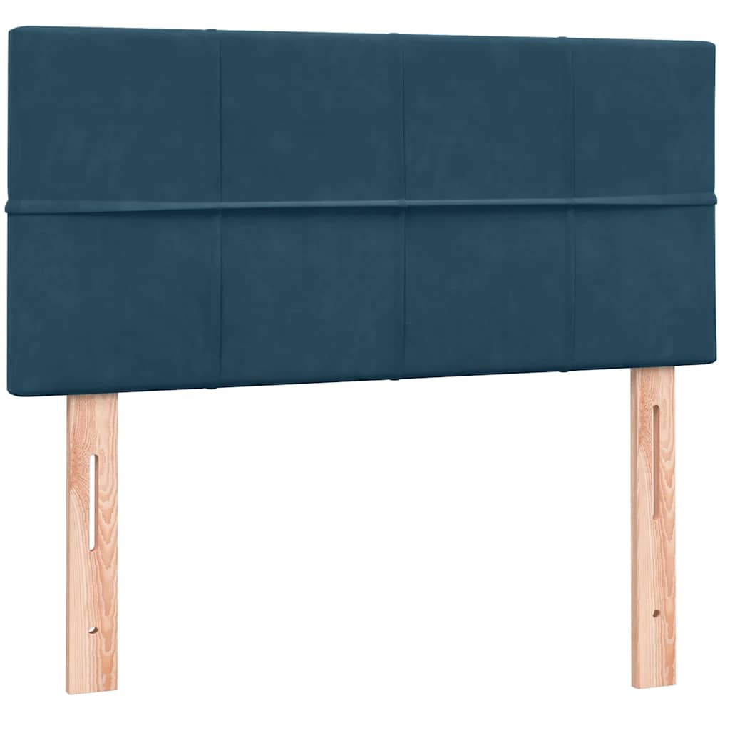 Κρεβάτι Boxspring με Στρώμα & LED Σκούρο Μπλε 100x210 εκ. Βελούδινο