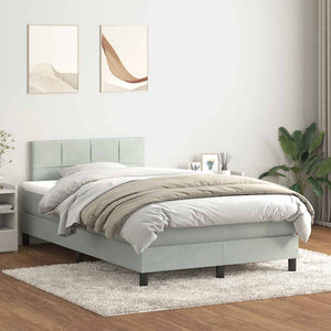 Κρεβάτι Boxspring με Στρώμα & LED Ανοιχτό Γκρι 120x210 εκ. Βελούδινο