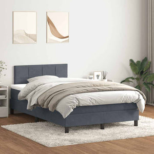 Κρεβάτι Boxspring με Στρώμα & LED Σκούρο Γκρι 120x210 εκ. Βελούδινο - Pakobazaar