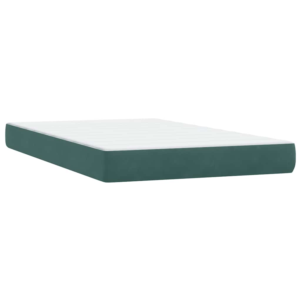 Κρεβάτι Boxspring με Στρώμα & LED Σκούρο Πράσινο 120x210εκ. Βελούδινο - Pakobazaar