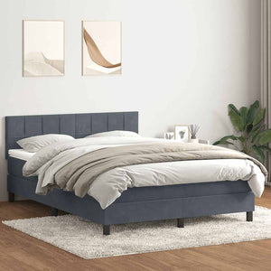 Κρεβάτι Boxspring με Στρώμα & LED Σκούρο Γκρι 160x210 εκ. Βελούδινο - Pakobazaar