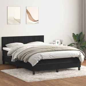 Κρεβάτι Boxspring με Στρώμα & LED Μαύρο 160x210 εκ. Βελούδινο