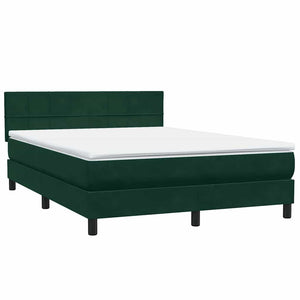 Κρεβάτι Boxspring με Στρώμα & LED Σκούρο Πράσινο 160x210εκ. Βελούδινο