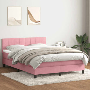 Κρεβάτι Boxspring με Στρώμα & LED Ροζ 160x210 εκ. Βελούδινο - Pakobazaar