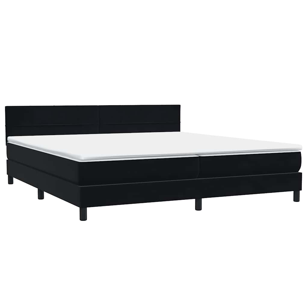 Κρεβάτι Boxspring με Στρώμα & LED Μαύρο 200x210 εκ. Βελούδινο - Pakobazaar