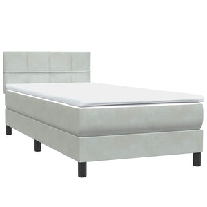 Κρεβάτι Boxspring με Στρώμα & LED ανοιχτό γκρι 80x220 cm Βελούδινο - Pakobazaar