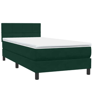 Κρεβάτι Boxspring με Στρώμα & LED σκούρο πράσινο 80x220εκ. Βελούδινο - Pakobazaar