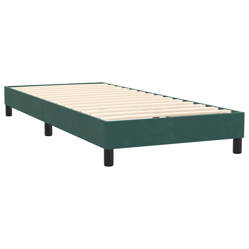 Κρεβάτι Boxspring με Στρώμα & LED σκούρο πράσινο 90x220 cm Velvet - Pakobazaar