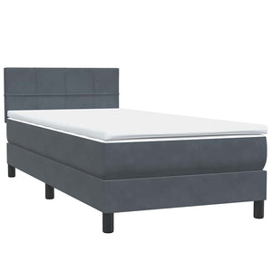 Κρεβάτι Boxspring με Στρώμα & LED Σκούρο γκρι 100x220 εκ. Βελούδινο - Pakobazaar