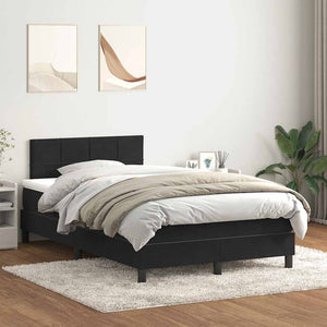 Κρεβάτι Boxspring με Στρώμα & LED Μαύρο 120x220 cm Βελούδινο