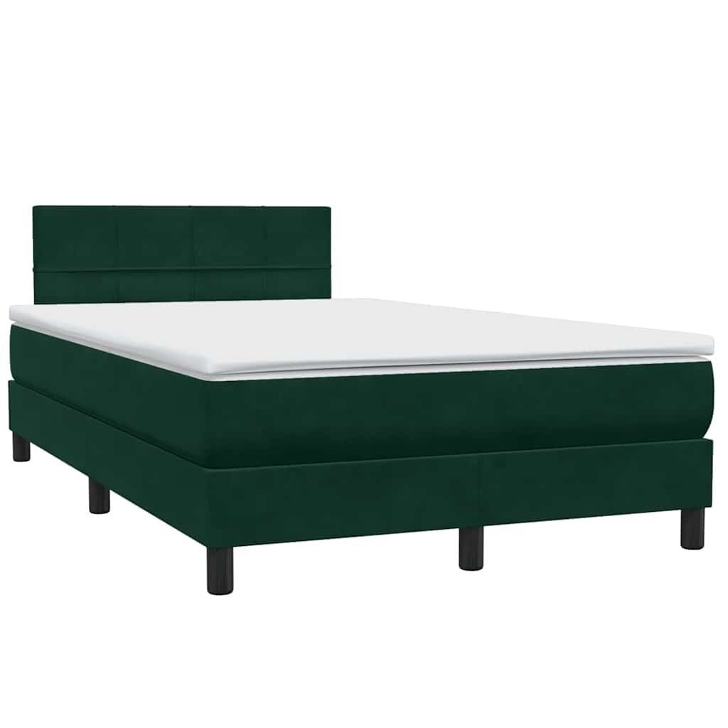 Κρεβάτι Boxspring με Στρώμα & LED σκούρο πράσινο 120x220cm Βελούδινο - Pakobazaar