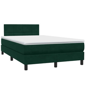 Κρεβάτι Boxspring με Στρώμα & LED σκούρο πράσινο 120x220cm Βελούδινο - Pakobazaar