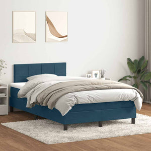 Κρεβάτι Boxspring με Στρώμα & LED σκούρο μπλε 120x220 cm Βελούδινο
