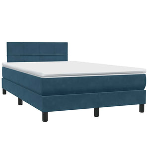 Κρεβάτι Boxspring με Στρώμα & LED σκούρο μπλε 120x220 cm Βελούδινο