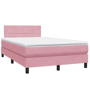 Κρεβάτι Boxspring με Στρώμα & LED ροζ 120x220 cm Βελούδινο