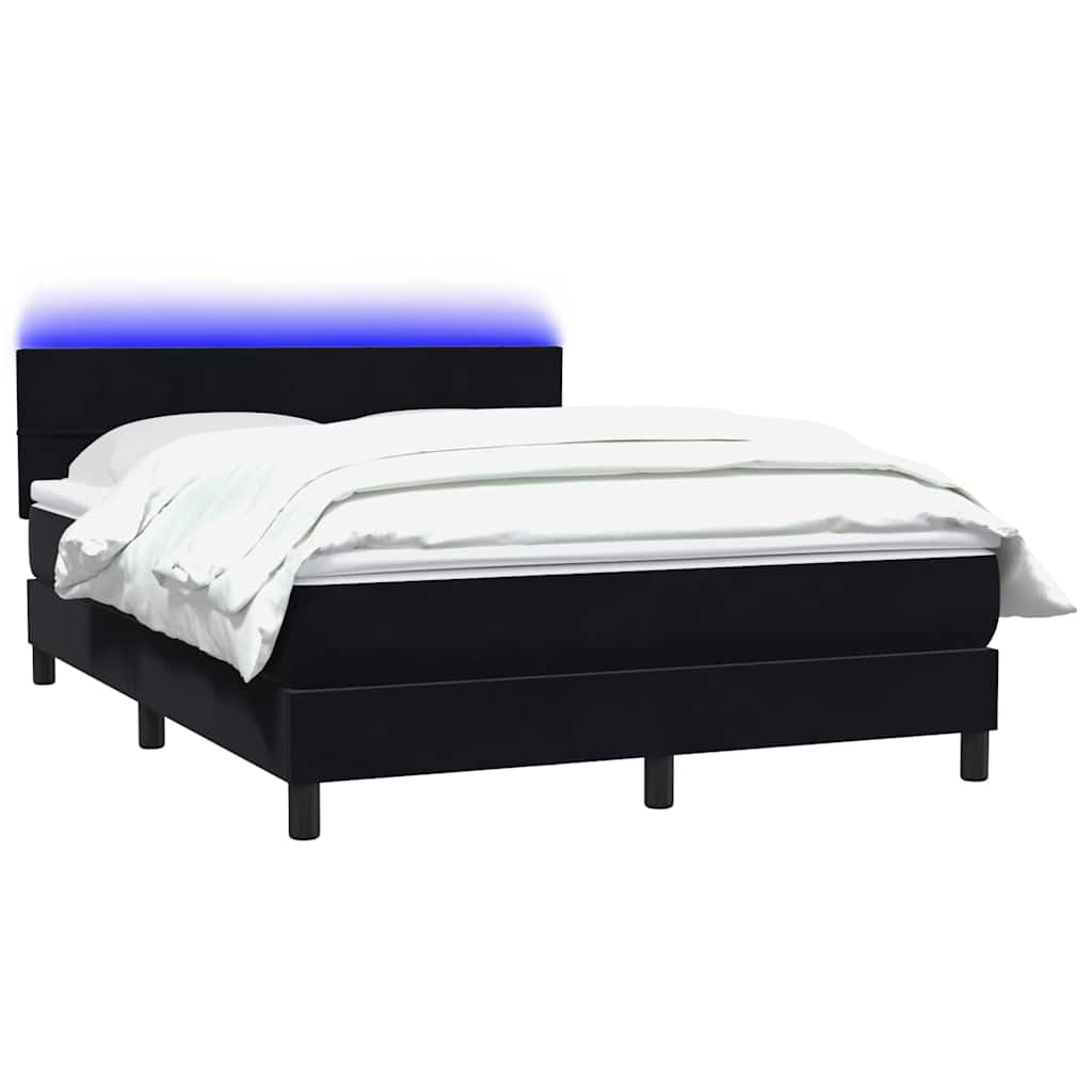 Κρεβάτι Boxspring με Στρώμα & LED Μαύρο 140x220 cm Βελούδινο - Pakobazaar
