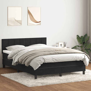Κρεβάτι Boxspring με Στρώμα & LED Μαύρο 140x220 cm Βελούδινο - Pakobazaar