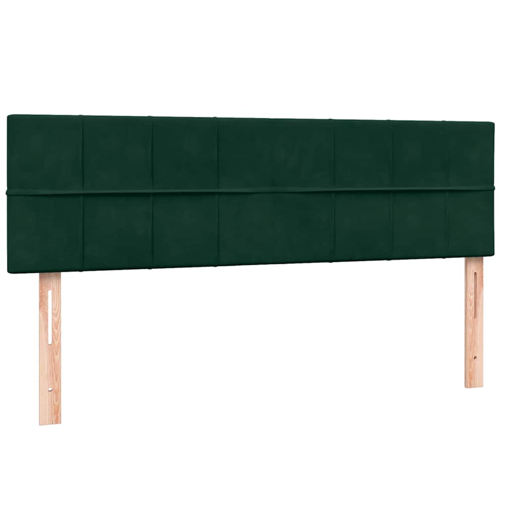 Κρεβάτι Boxspring με Στρώμα & LED Σκούρο πράσινο 140x220cm Βελούδινο