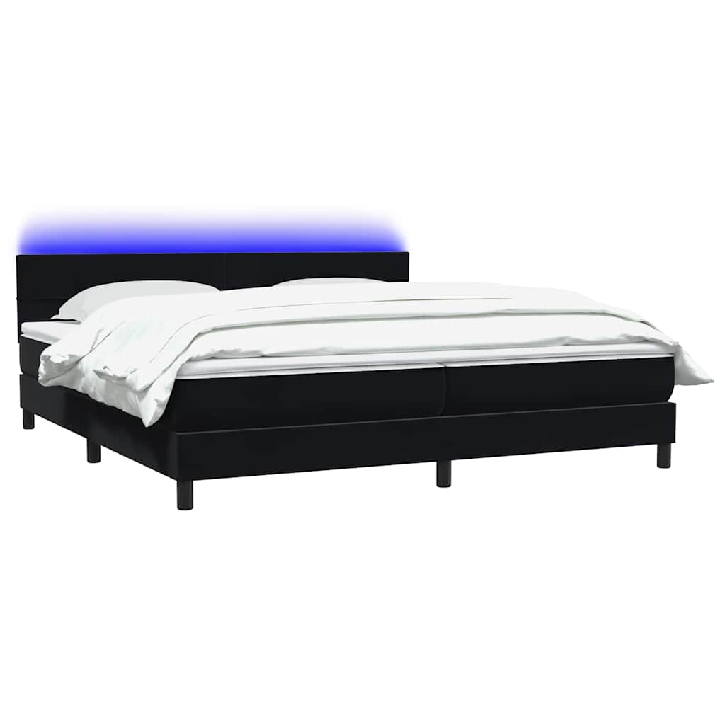 Κρεβάτι Boxspring με Στρώμα & LED Μαύρο 180x220 cm Βελούδινο