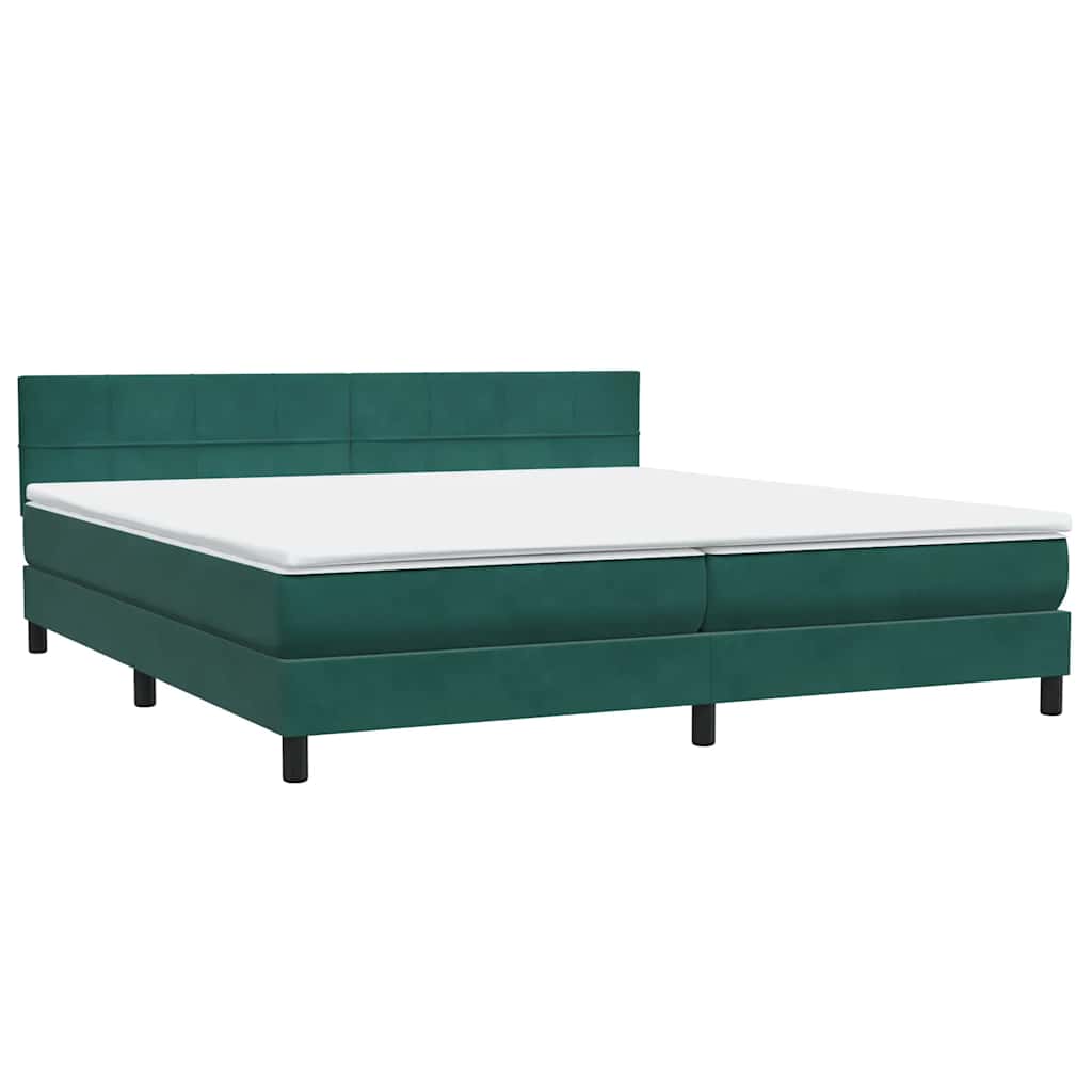 Κρεβάτι Boxspring με Στρώμα & LED σκούρο πράσινο 180x220cm Βελούδινο - Pakobazaar