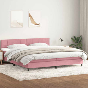 Κρεβάτι Boxspring με Στρώμα & LED ροζ 180x220 cm Βελούδινο - Pakobazaar