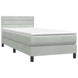 Κρεβάτι Boxspring με Στρώμα & LED Ανοιχτό Γκρι 80x210 εκ. Βελούδινο - Pakobazaar