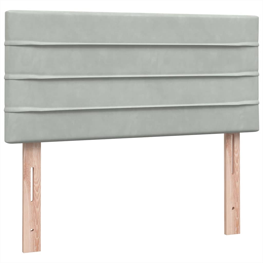 Κρεβάτι Boxspring με Στρώμα & LED Ανοιχτό Γκρι 100x210 εκ. Βελούδινο - Pakobazaar