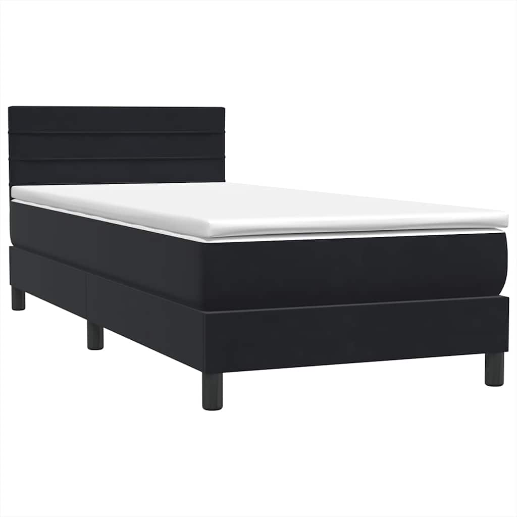 Κρεβάτι Boxspring με Στρώμα & LED Μαύρο 100x210 cm Βελούδινο - Pakobazaar