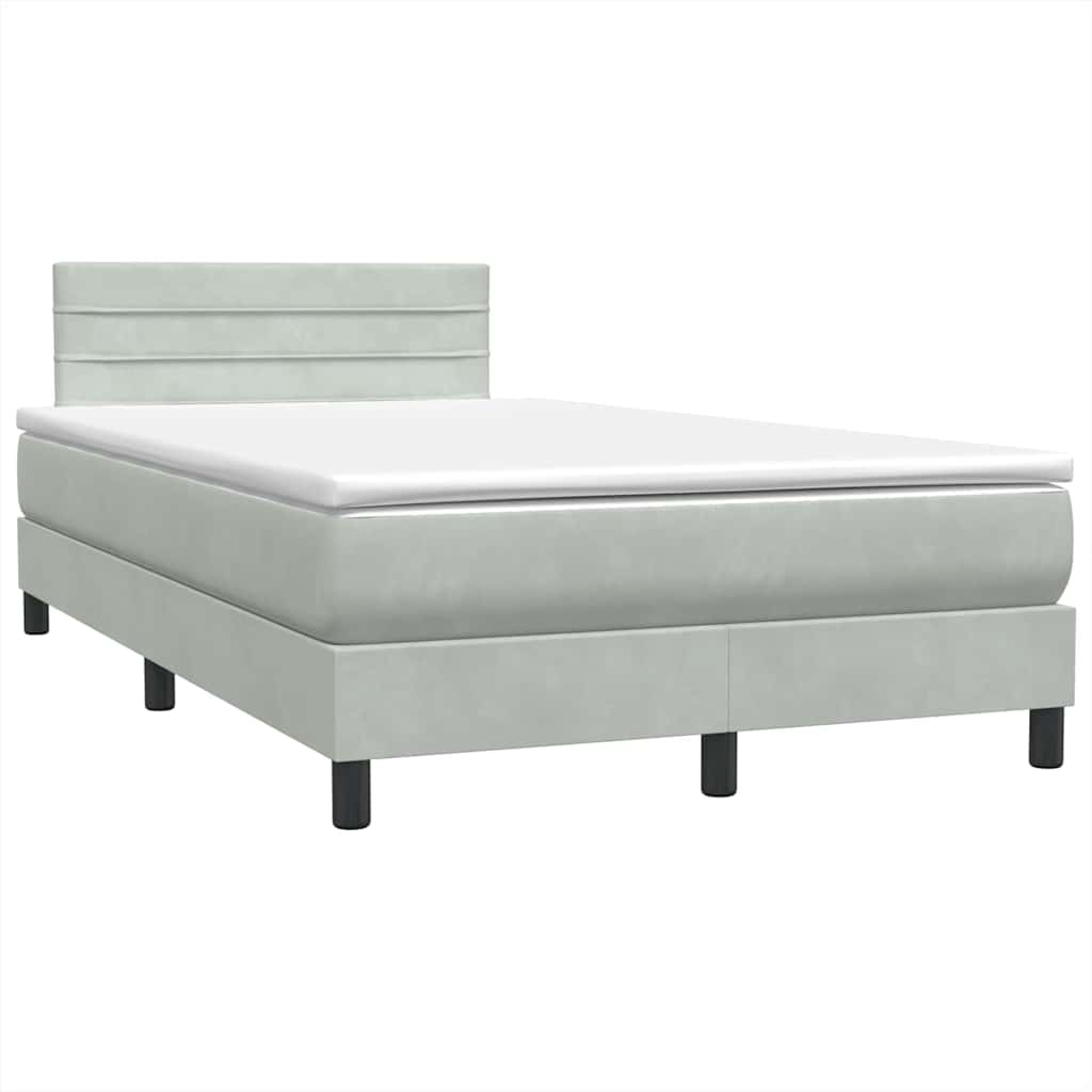 Κρεβάτι Boxspring με Στρώμα & LED Ανοιχτό Γκρι 120x210 εκ. Βελούδινο