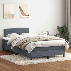 Κρεβάτι Boxspring με Στρώμα & LED Σκούρο Γκρι 120x210 εκ. Βελούδινο - Pakobazaar