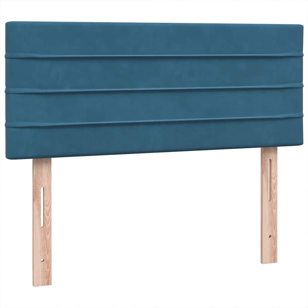 Κρεβάτι Boxspring με Στρώμα & LED Σκούρο Μπλε 120x210 εκ. Βελούδινο