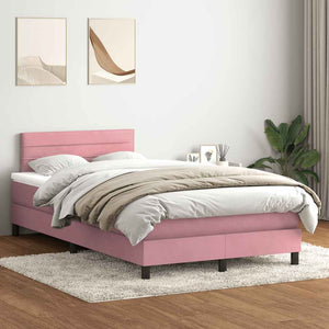 Κρεβάτι Boxspring με Στρώμα & LED Ροζ 120x210 εκ. Βελούδινο - Pakobazaar