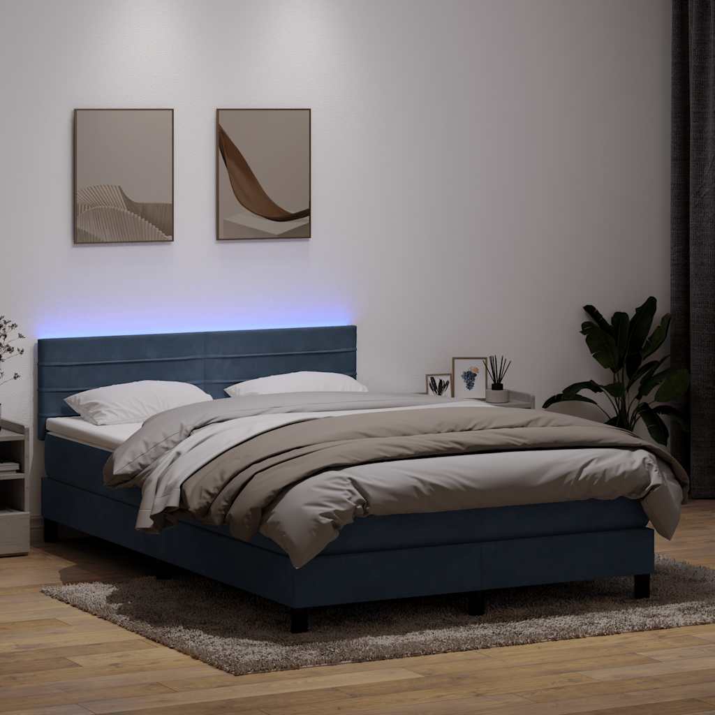Κρεβάτι Boxspring με Στρώμα & LED Σκούρο Γκρι 140x210 εκ. Βελούδινο - Pakobazaar