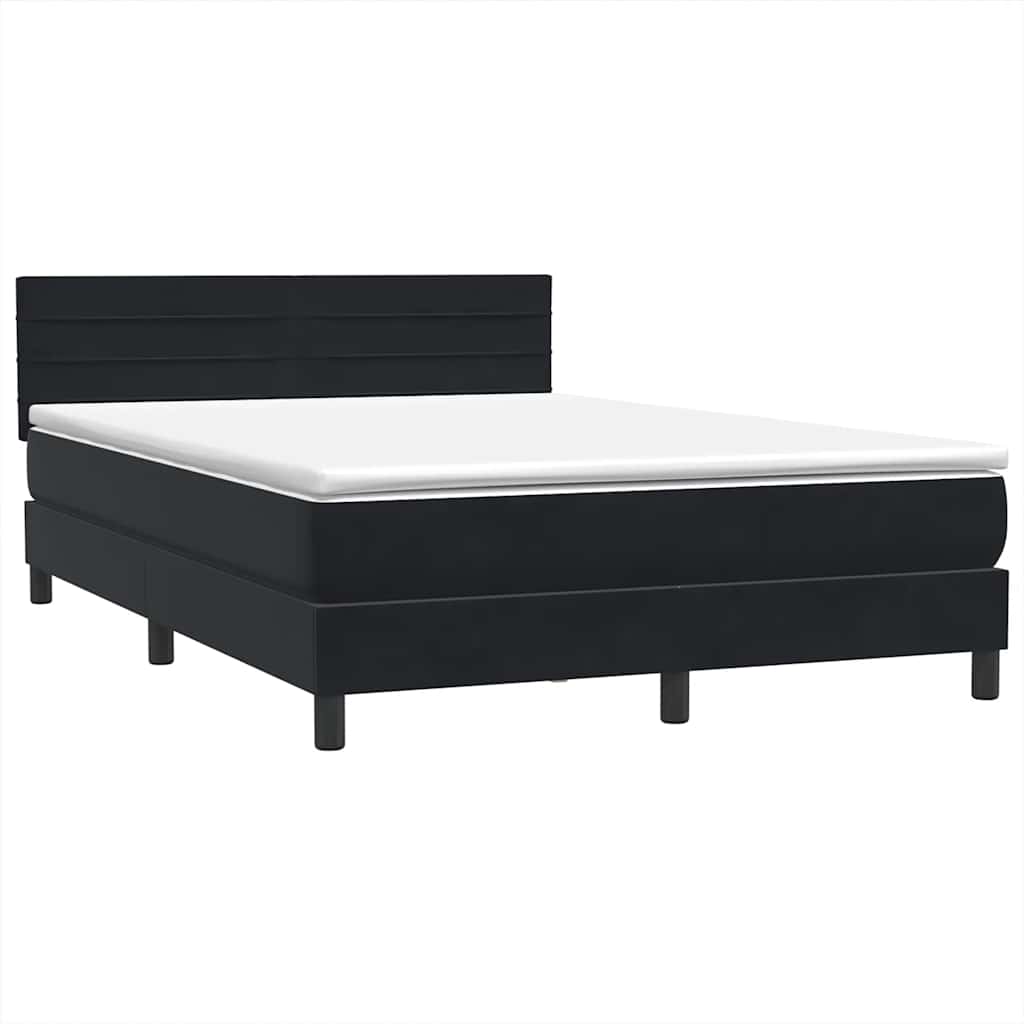 Κρεβάτι Boxspring με Στρώμα & LED Μαύρο 1140x210 εκ. Βελούδινο - Pakobazaar
