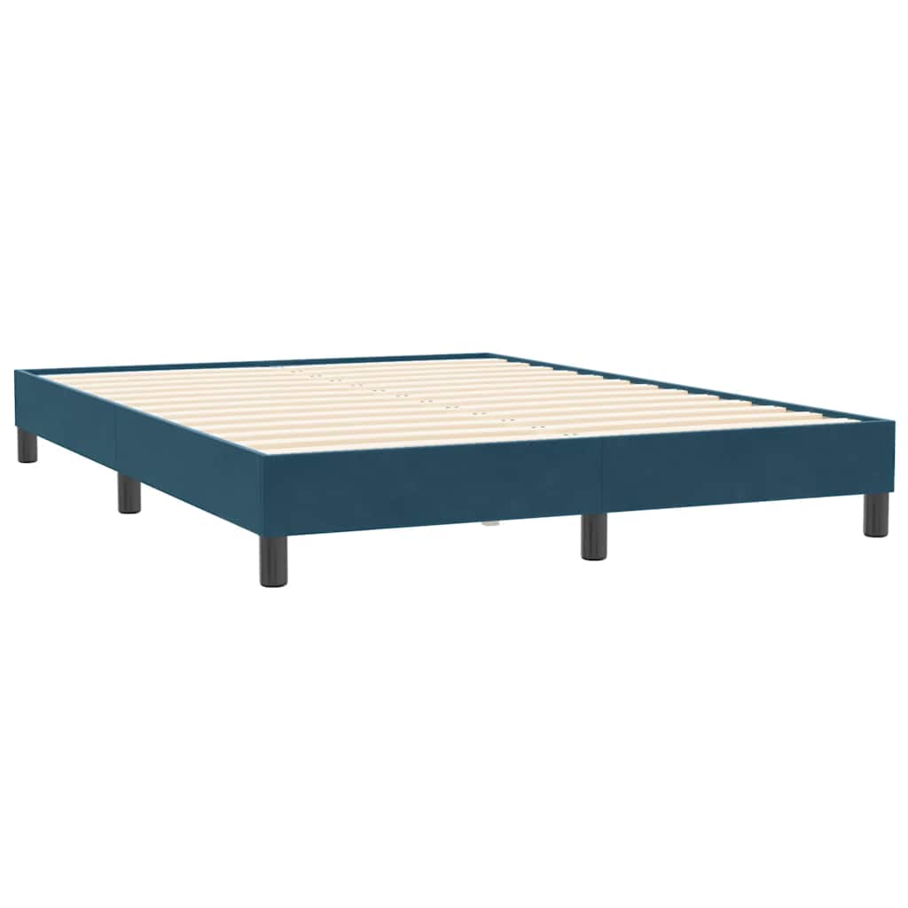 Κρεβάτι Boxspring με Στρώμα & LED Σκούρο Μπλε 140x210 εκ. Βελούδινο