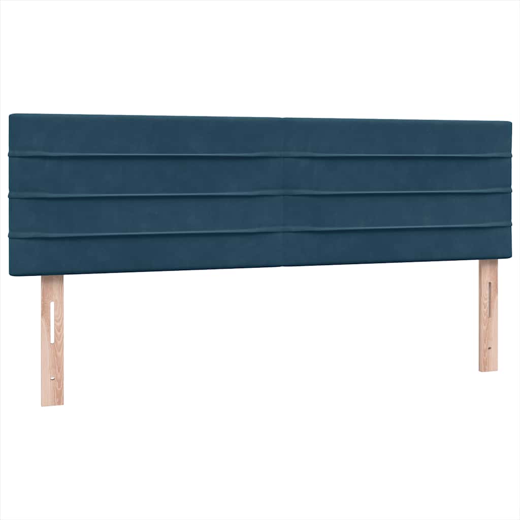 Κρεβάτι Boxspring με Στρώμα & LED Σκούρο Μπλε 140x210 εκ. Βελούδινο