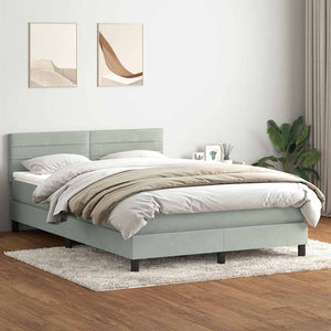 Κρεβάτι Boxspring με Στρώμα & LED Ανοιχτό Γκρι 160x210 εκ. Βελούδινο