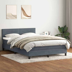 Κρεβάτι Boxspring με Στρώμα & LED Σκούρο Γκρι 160x210 εκ. Βελούδινο - Pakobazaar