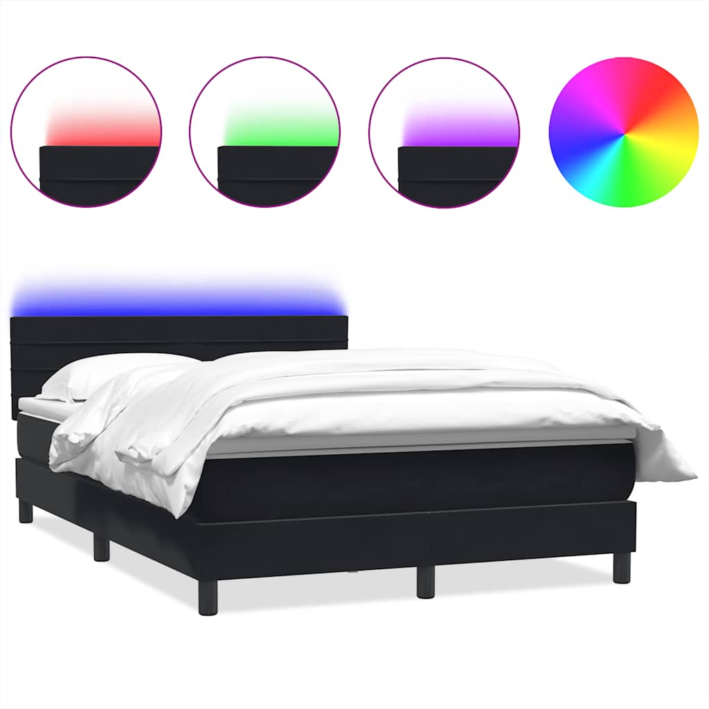 Κρεβάτι Boxspring με Στρώμα & LED Μαύρο 160x210 εκ. Βελούδινο