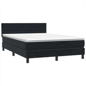 Κρεβάτι Boxspring με Στρώμα & LED Μαύρο 160x210 εκ. Βελούδινο