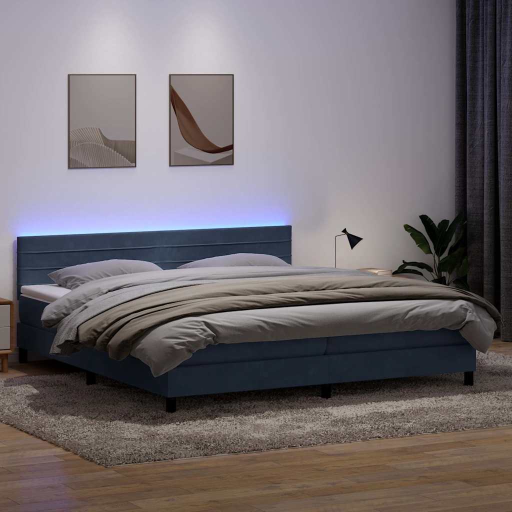 Κρεβάτι Boxspring με Στρώμα & LED Σκούρο Γκρι 180x210 εκ. Βελούδινο - Pakobazaar
