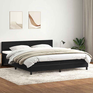 Κρεβάτι Boxspring με Στρώμα & LED Μαύρο 200x210 εκ. Βελούδινο - Pakobazaar