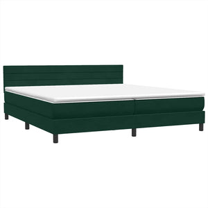 Κρεβάτι Boxspring με Στρώμα & LED Σκούρο Πράσινο 200x210εκ. Βελούδινο