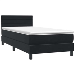 Κρεβάτι Boxspring με Στρώμα & LED Μαύρο 90x220 εκ. Βελούδινο - Pakobazaar