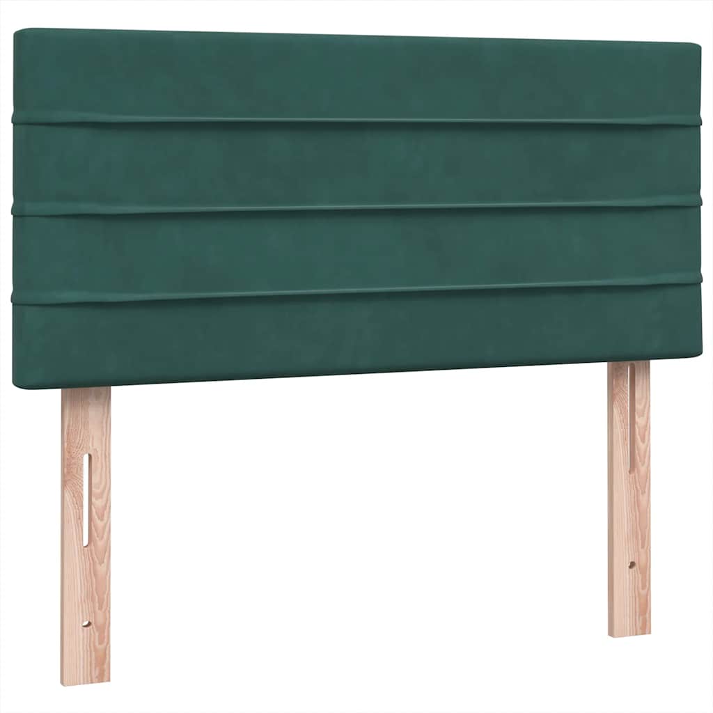 Κρεβάτι Boxspring με Στρώμα & LED σκούρο πράσινο 90x220 cm Velvet - Pakobazaar