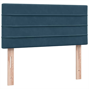 Κρεβάτι Boxspring με Στρώμα & LED Σκούρο Μπλε 90x220 εκ. Βελούδινο - Pakobazaar